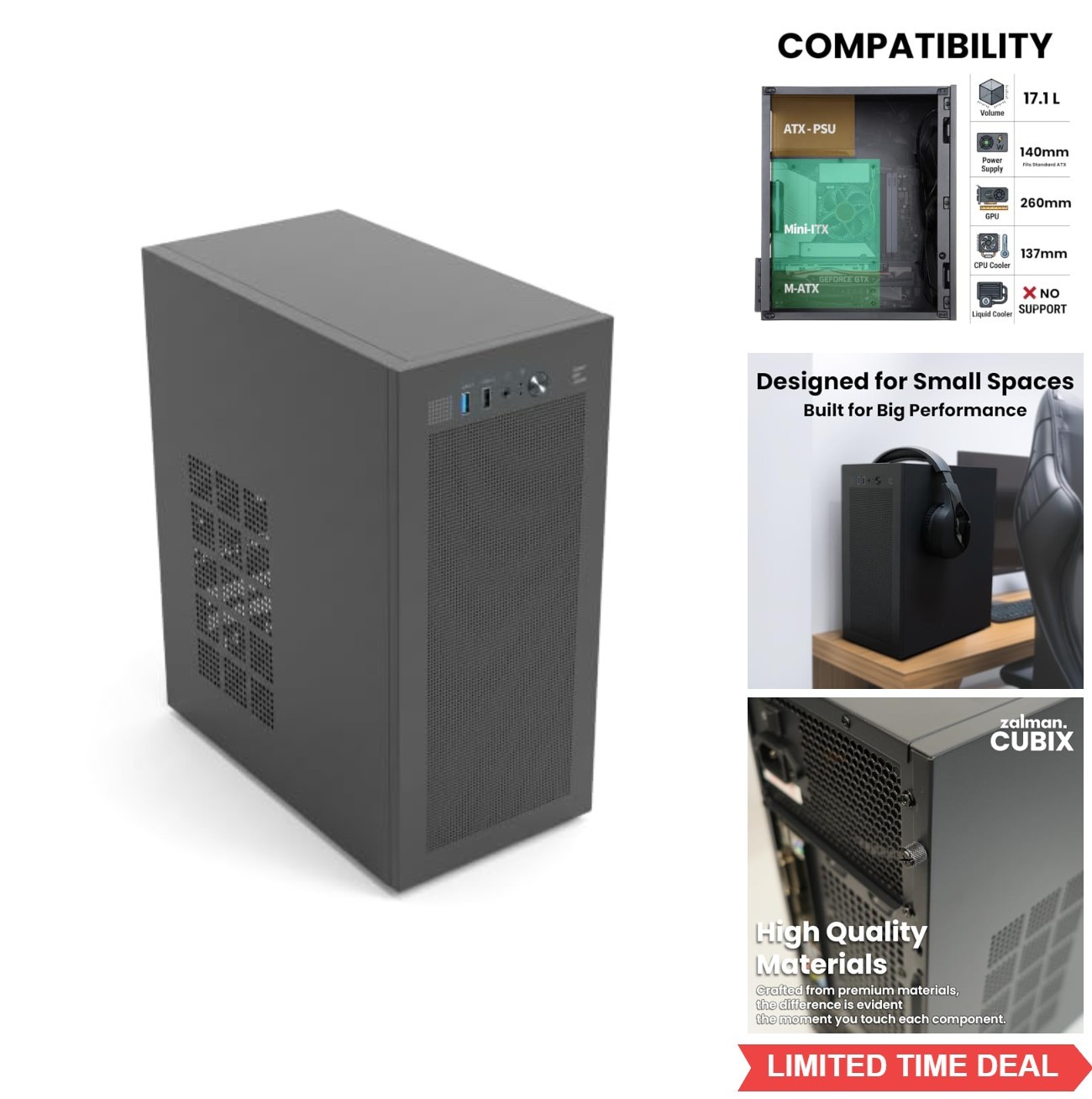 Micro ATX Mini ITX Mini Tower PC Case 80mm Fan USB 3.0 Steel Compact Desktop