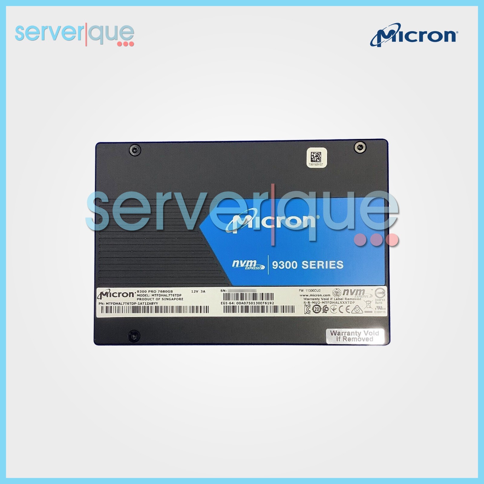 Micron MTFDHAL7T6TDP 9300 PRO 7.68TB PCIe Gen3.0 x4 NVMe 2.5" U.2 3D TLC SSD