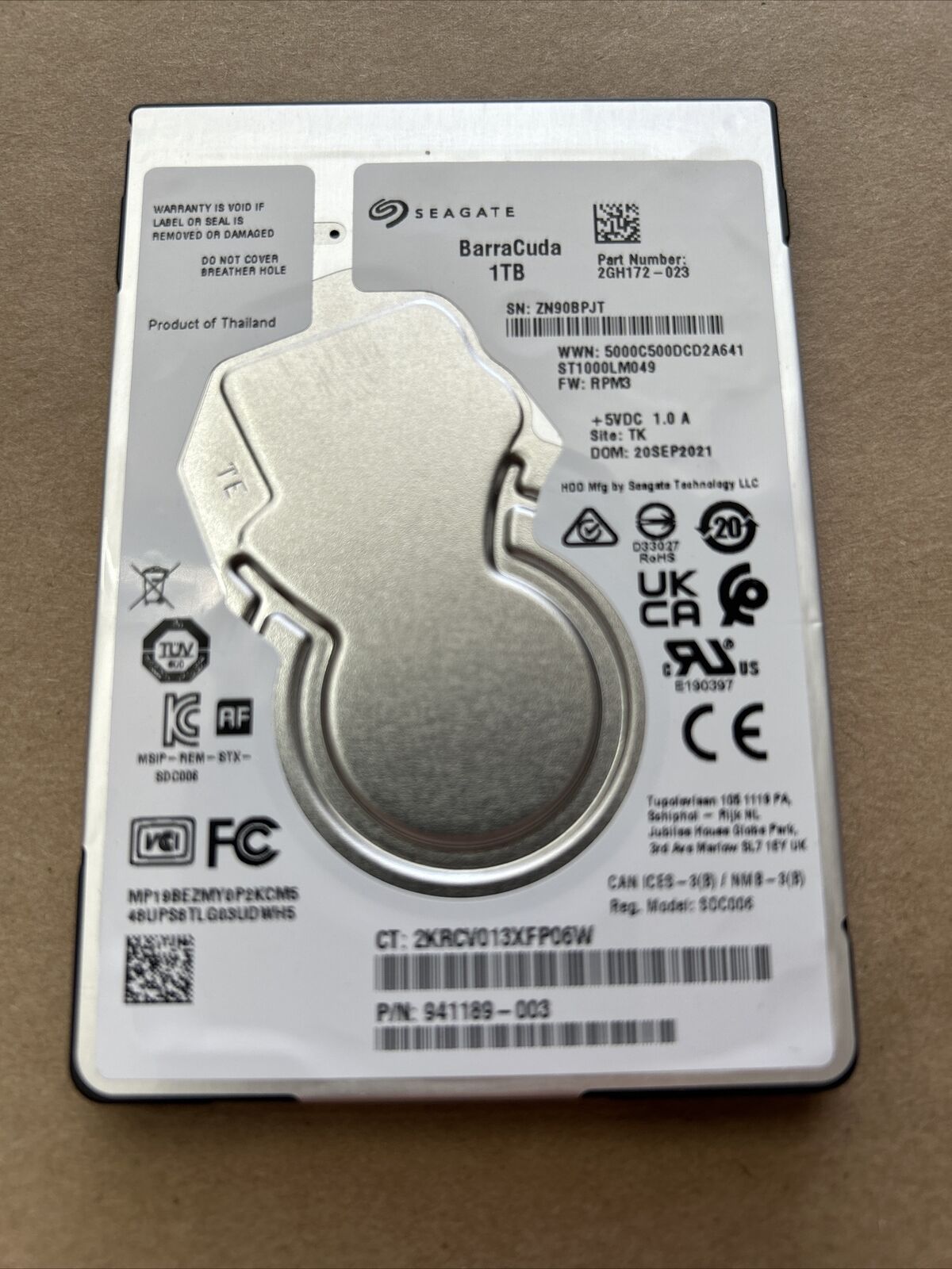 Seagate BarraCuda-  1 TB -ST1000LM049 . Pre-Owned