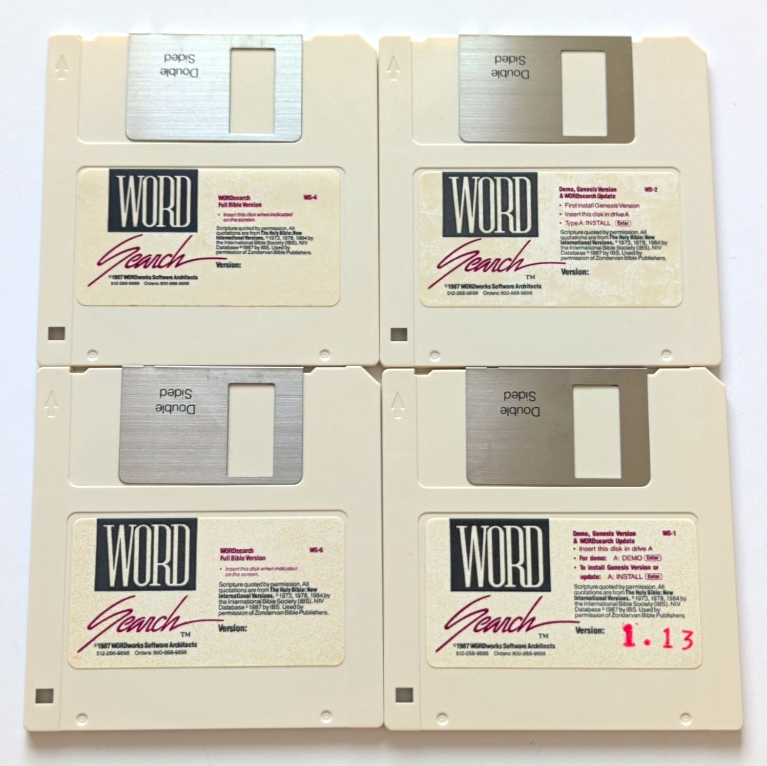 Vintage 1987 WORDsearch Bible Software 3.5" Floppy Disks Lot MS-DOS Retro V1.13