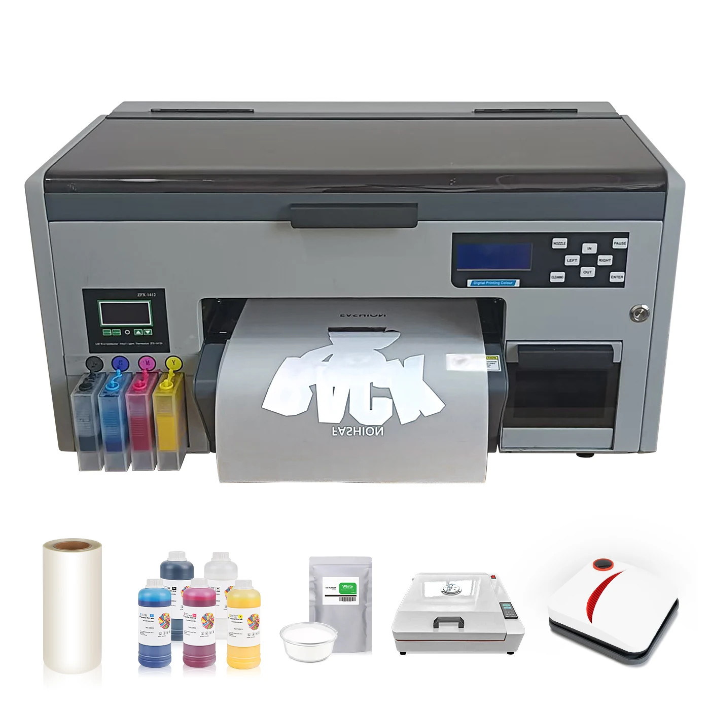 New Design DTF XP600 A3 Tshirt Printer with curing oven and hot press