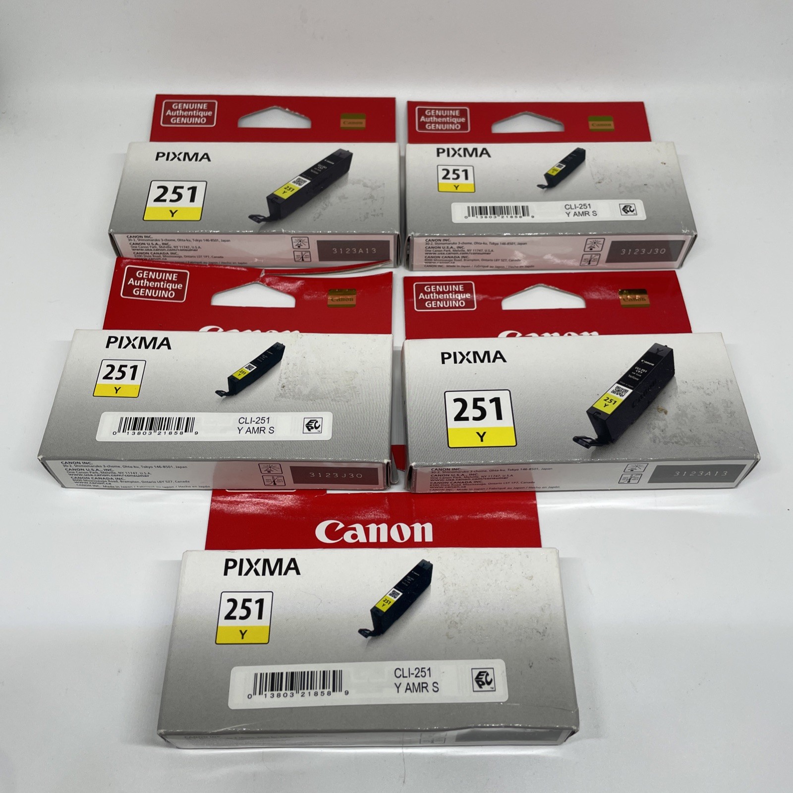 Genuine Canon Pixma 251Y 251M 251C Cartridge Brand New Factory Sealed Lot x5