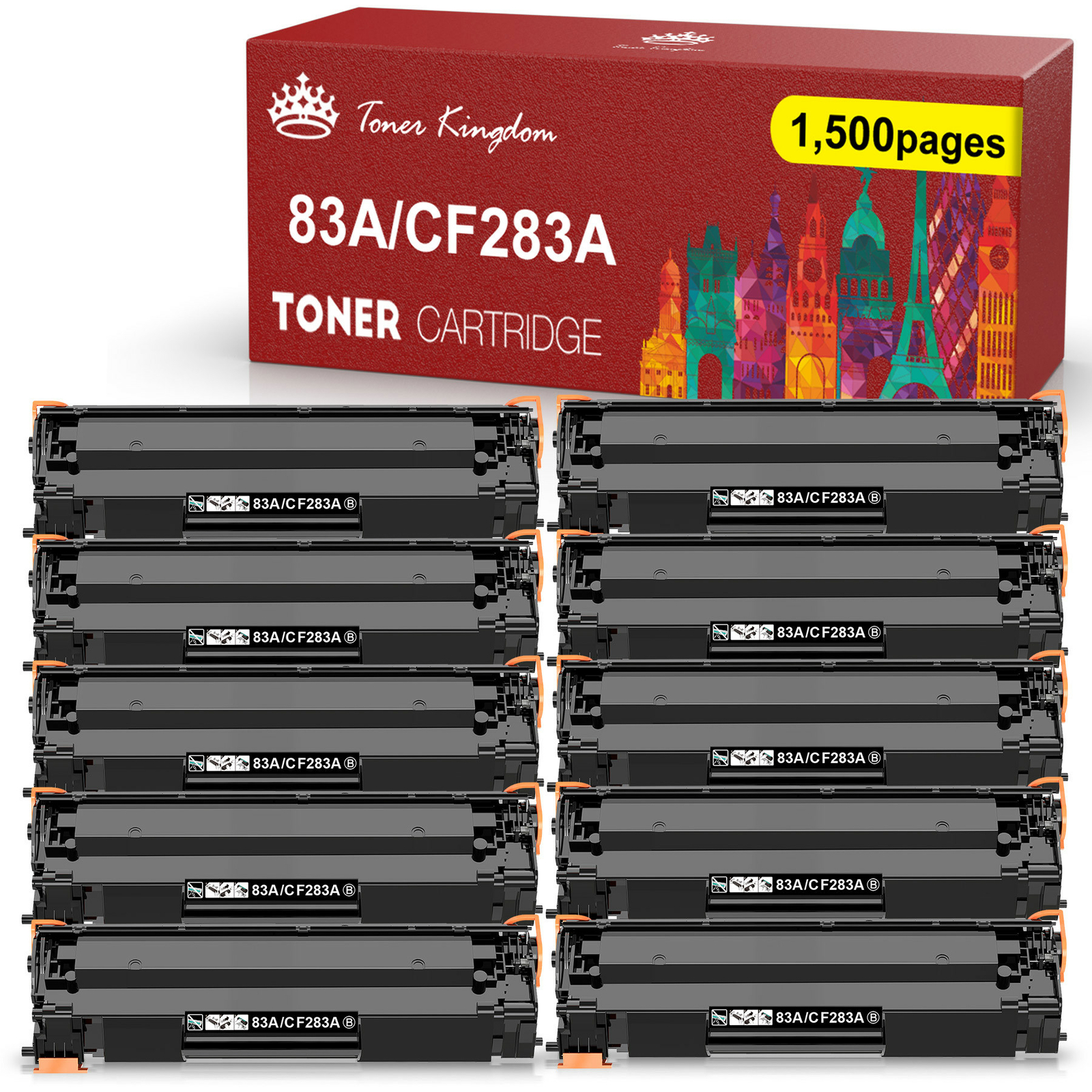10 PK CF283A 83A Black Toner Cartridges For HP LaserJet M127fn M127fw M125nw mfp