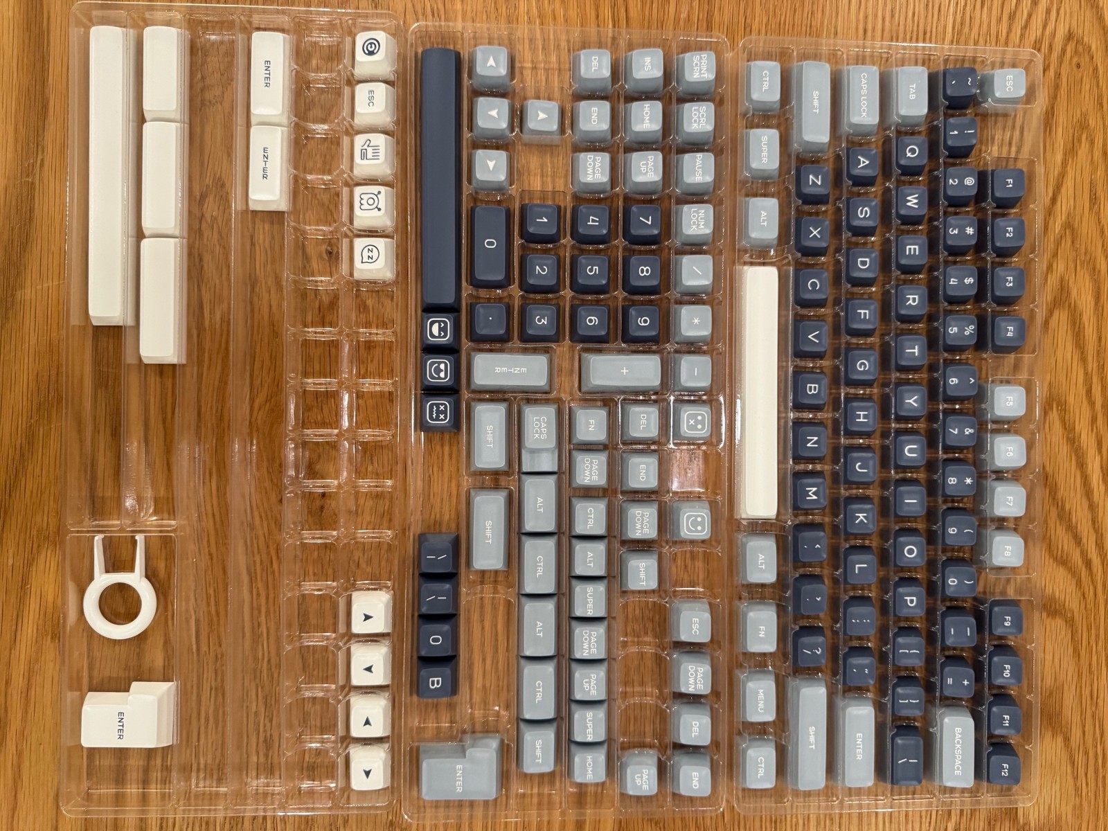 Fishing SA Double Shot PBT Keycap Set Navy Grey Cream Full Size with Novelties