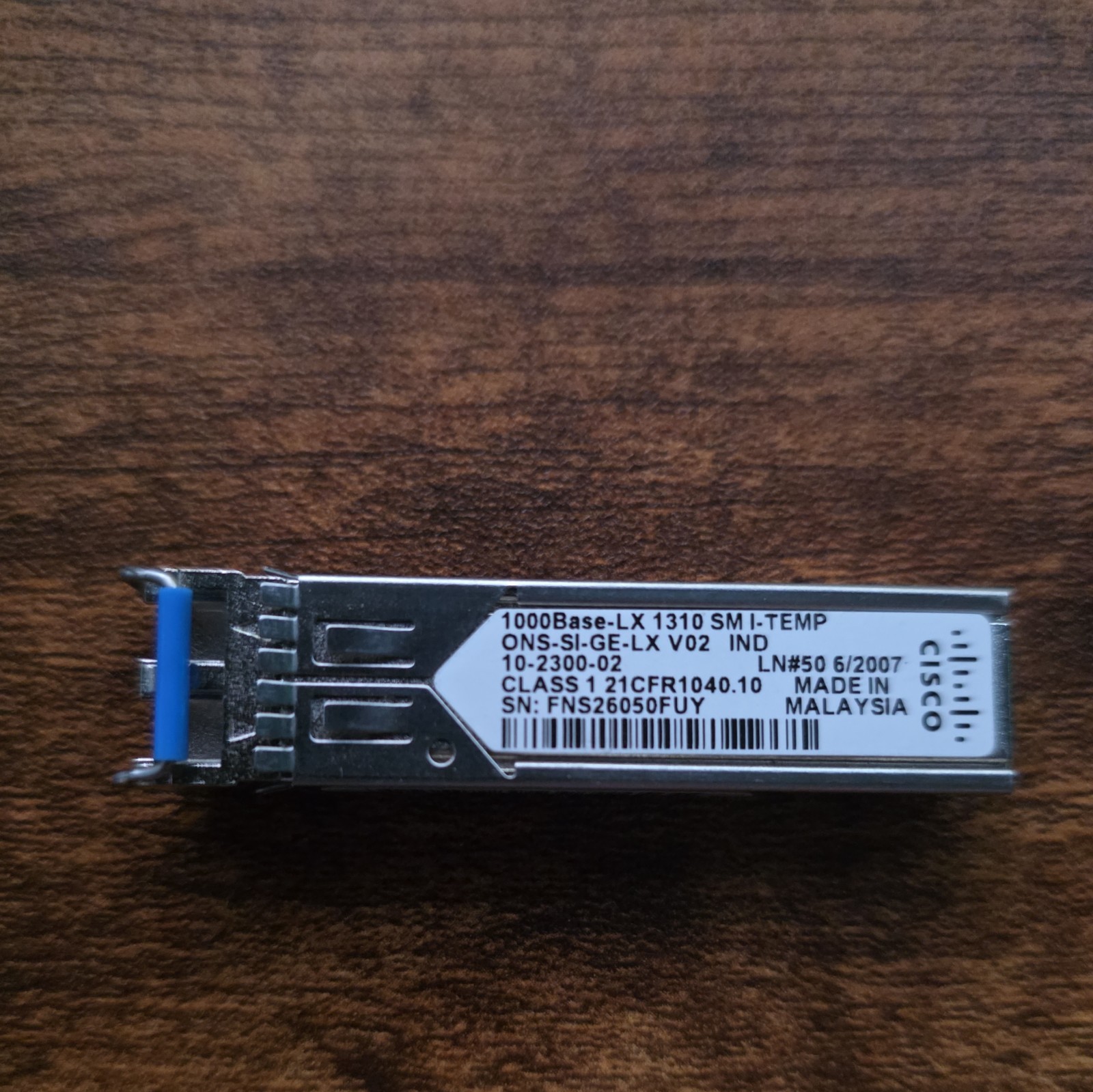 Cisco ONS-SI-GE-LX V02 1000BASE-LX Gigabit Ethernet 1310 SM I-TEMP 10-2300-02