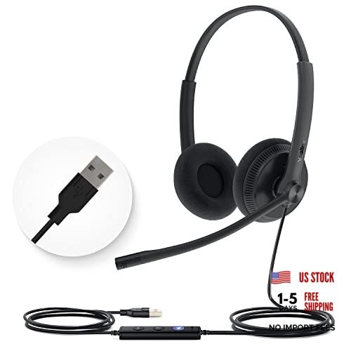 UH34 USB Headset with Mic,Stereo Wired Headphones with Noise Cancelling
