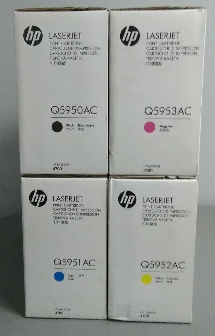 Set of 4 Genuine OEM Sealed HP Q5950AC Q5951AC Q5952AC Q5951AC 643A White Boxes