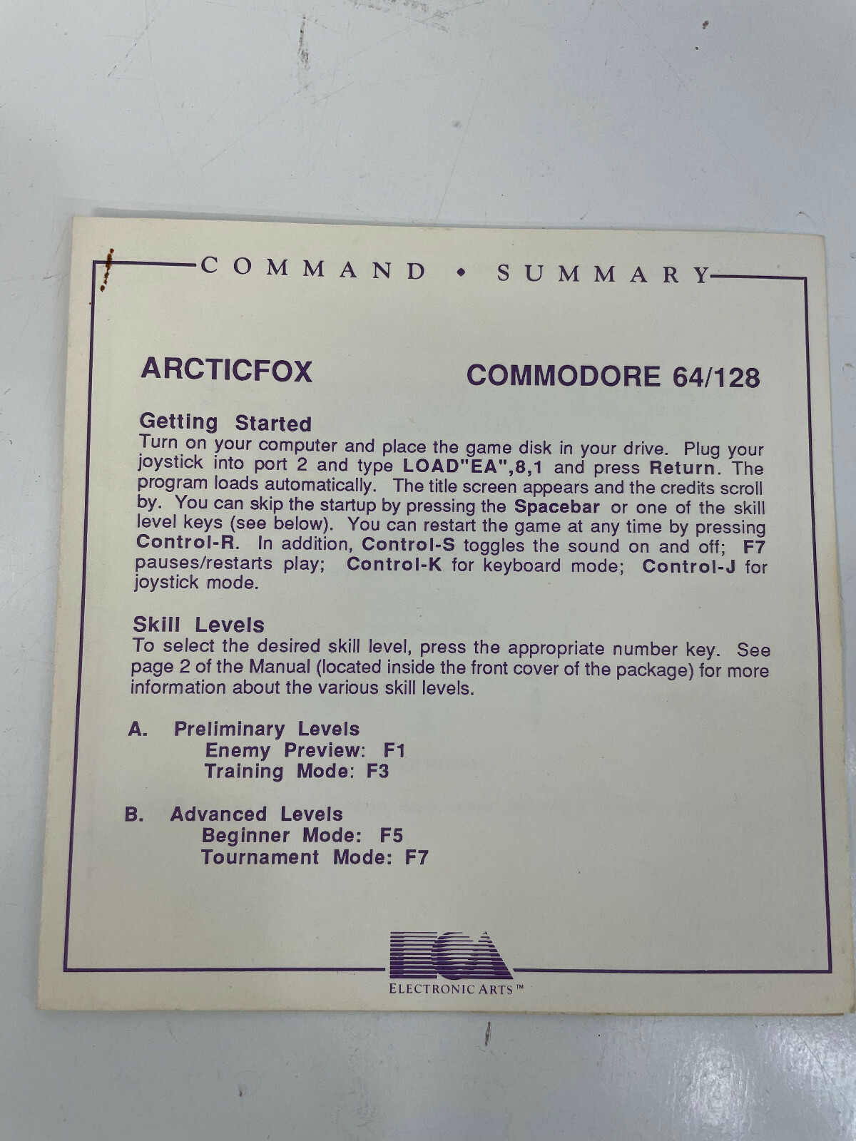 Commodore 64/128 C64 Game  / Manuals Instructions Arctic Fox