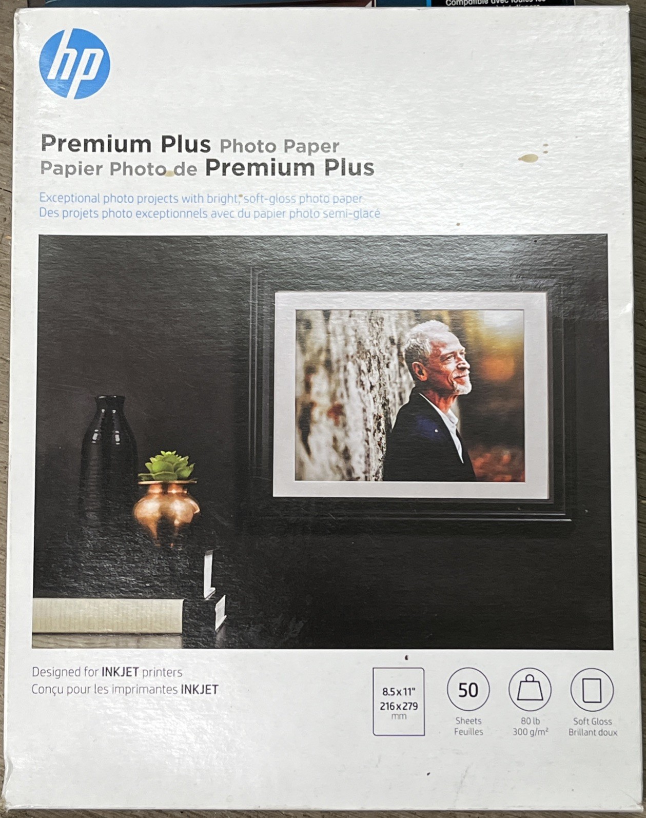 Genuine HP Premium Plus Photo Paper, 80 lbs., Soft-Gloss, 8-1/2 x 11, 50 Sheets