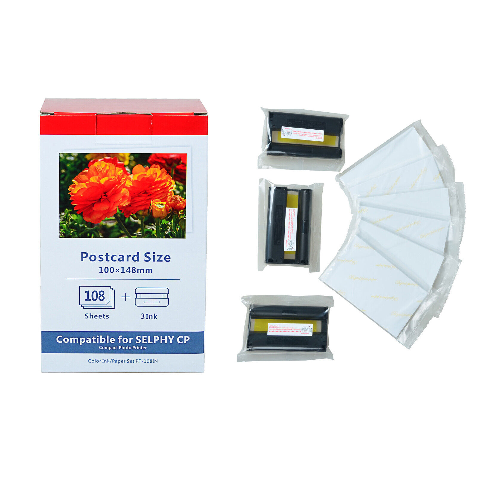 Fits Canon Selphy CP510 CP790 KP-108IN Color Inks 3115B001 + 4X6 Photo Paper Set