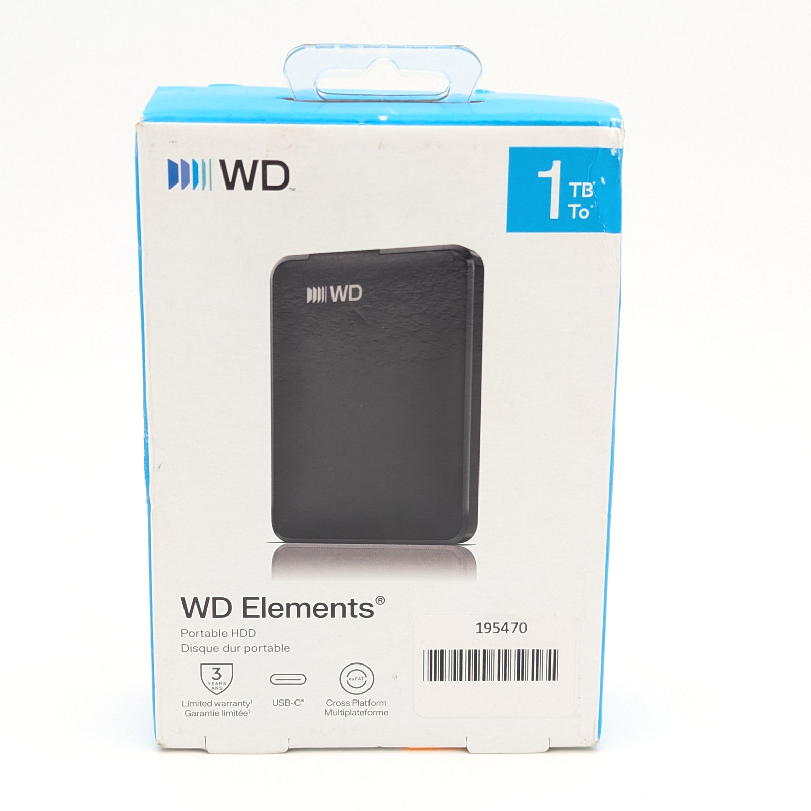 WD Elements 1TB USB-C Portable External Hard Drive (WDBDTV0010BBK-WESN) Black