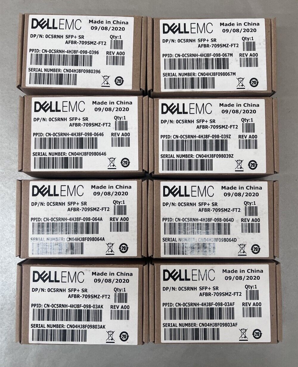 Lot of 8 Dell EMC 10G SFP+ SR Switch Transceiver Module 0C5RNH