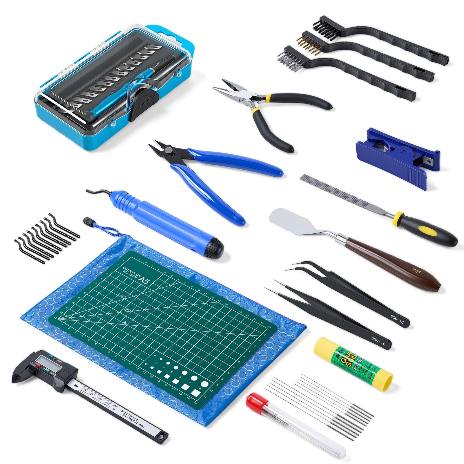 45 Pcs 3D Printer Tool Kit, Cleaning, Finishing, Measuring, Multicolor