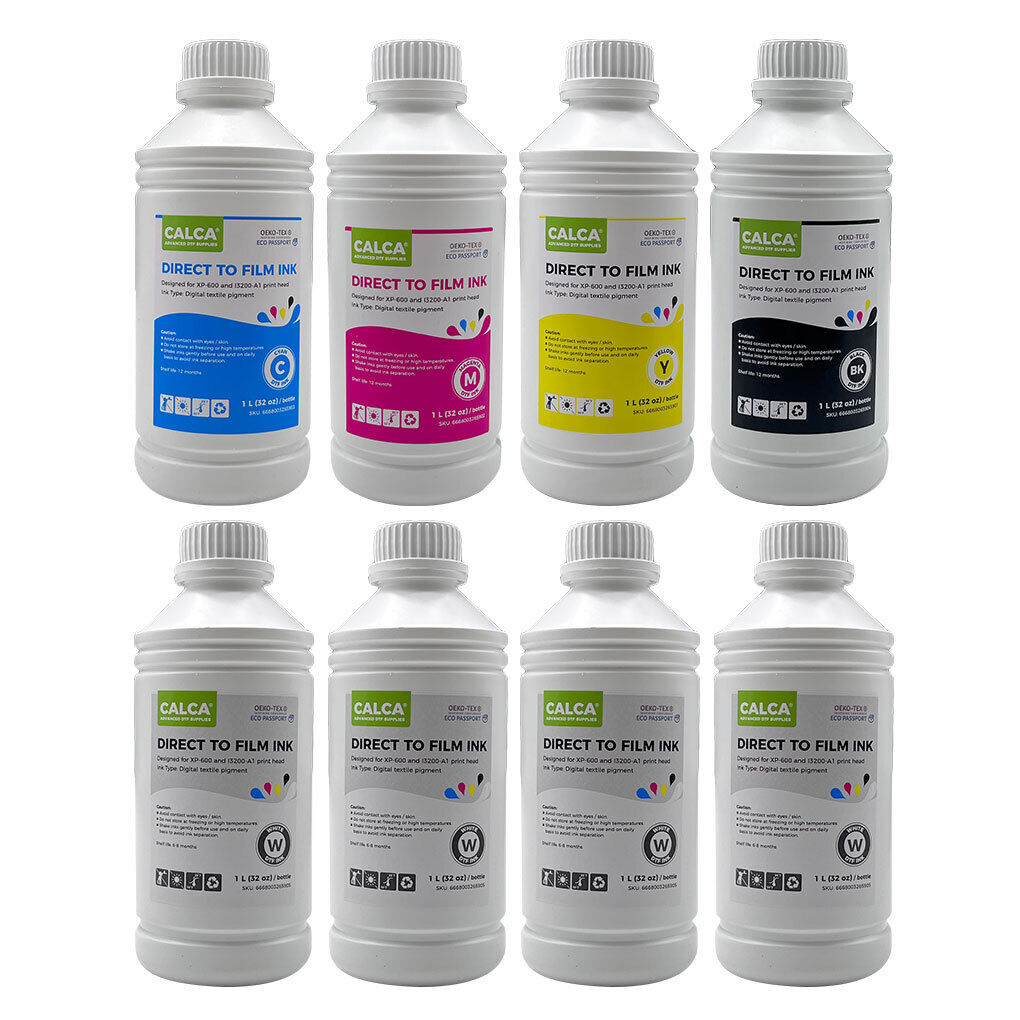 CALCA Direct to Transfer Film Ink Bundle (1L of Each CMYK+ 4L of White) US Stock