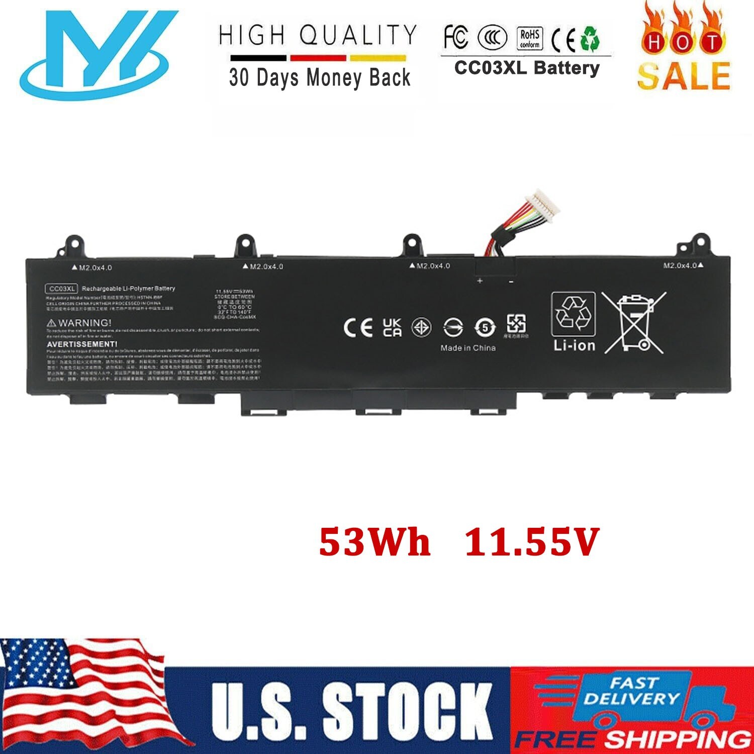 53Wh CC03XL Laptop Battery For HP EliteBook 830 835 840 845 G7 G8 L78555-005 New