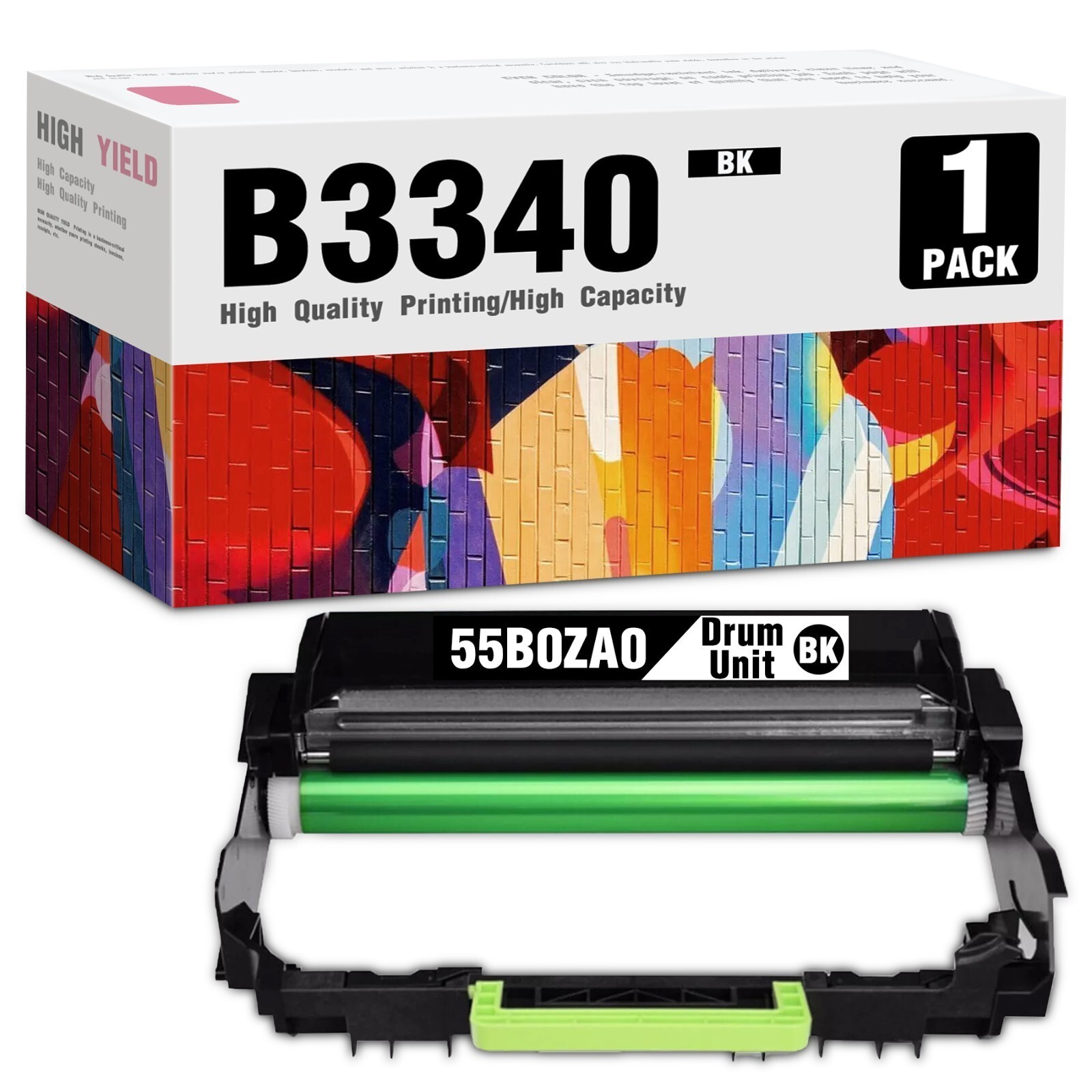 Compatible 55B0ZA0 Black Drum Unit (1-Pack) for Lexmark Printers MS431dn