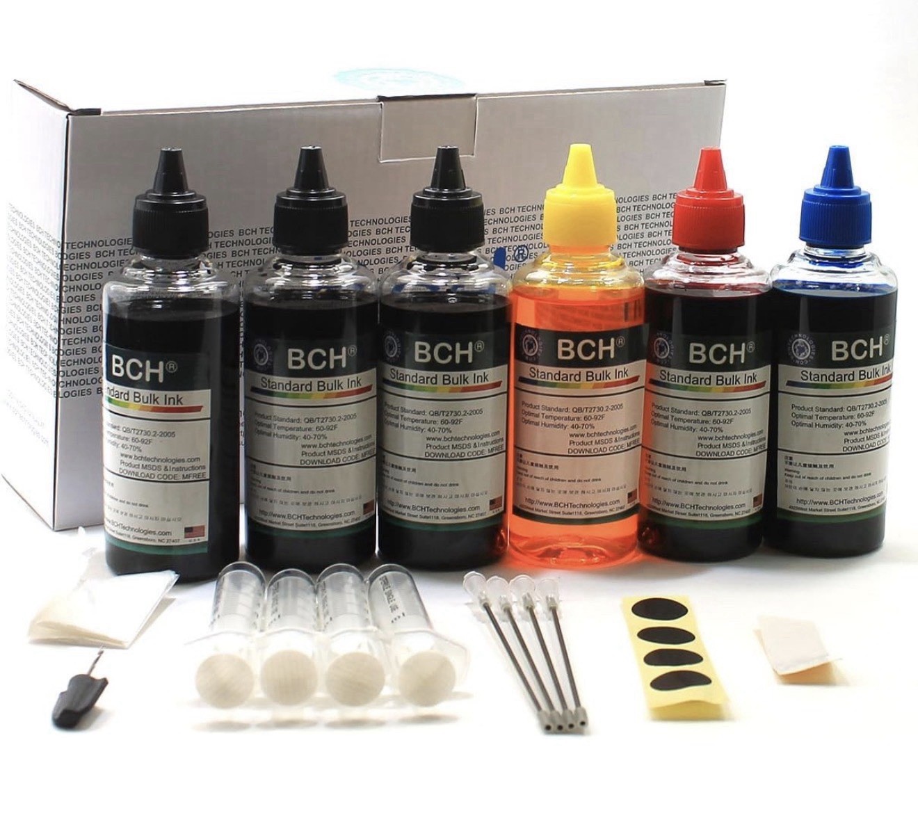 BCH Standard Printer Refill Ink Kit – 600Ml Bulk Dye Ink (3X Black, Cyan, Magent