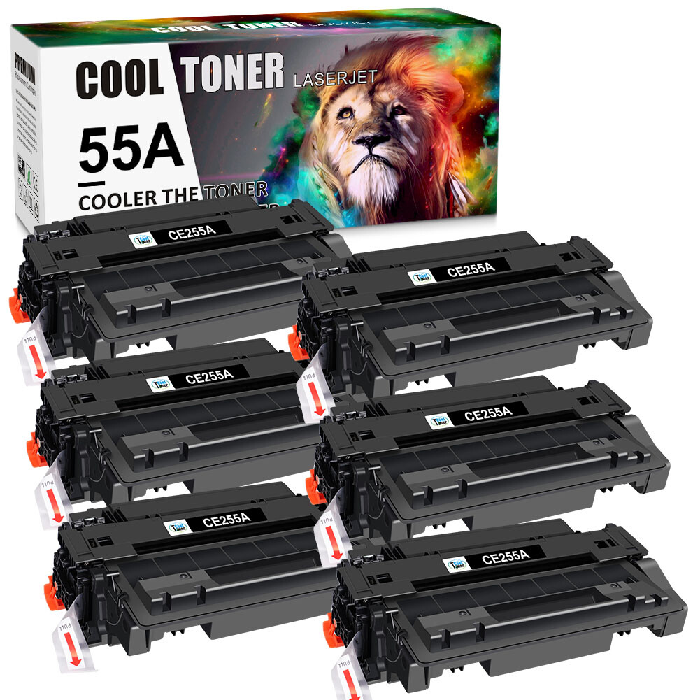 6 Pack CE255A 55A Toner fit for HP LaserJet Pro P3011 P3015D P3015n P3015X P3016