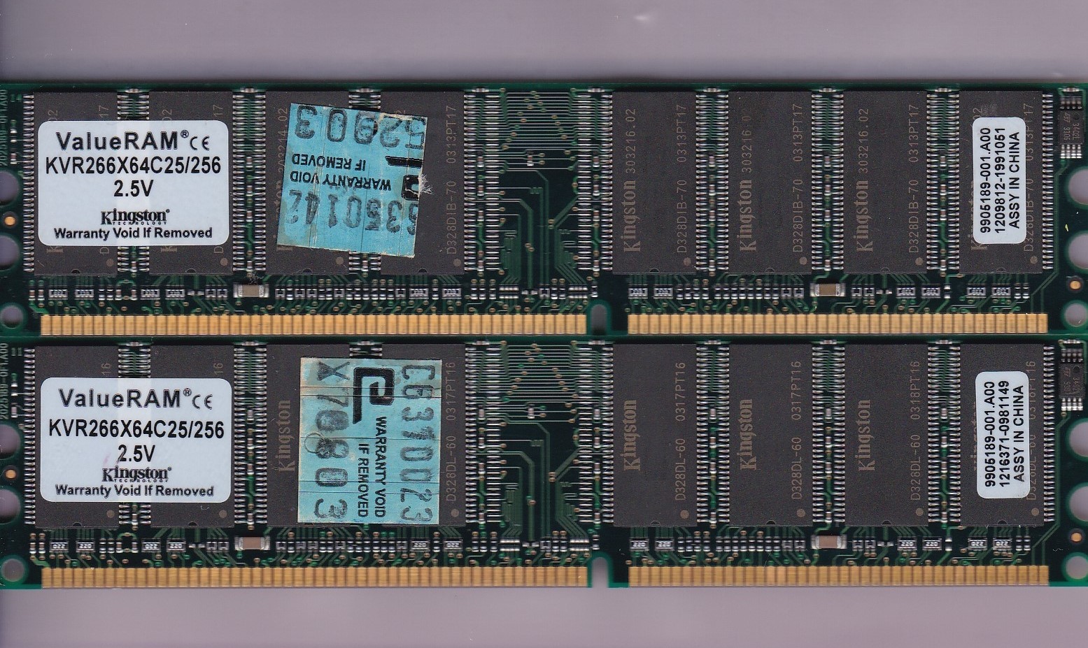 512MB 2x256MB PC-2100 KINGSTON KVR266X64C25/256 DDR1 DDR-266 Desktop Memory Kit