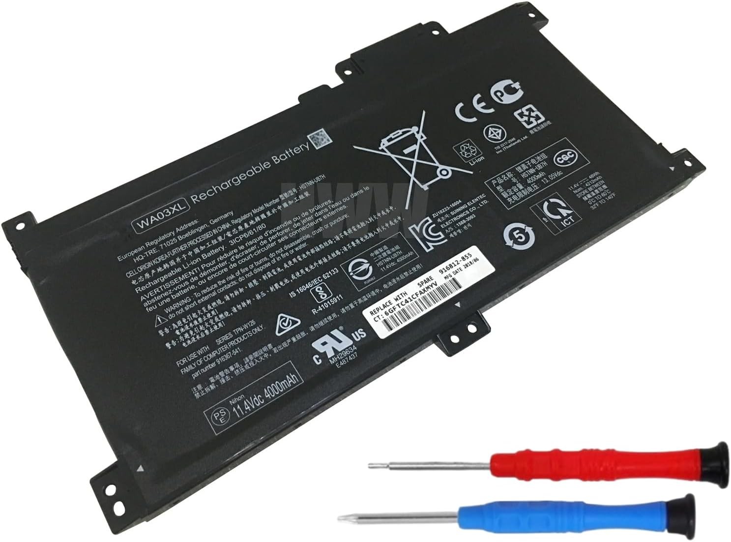 HWW New 11.4V 48.01Wh WA03XL Battery Compatible with HP Pavilion X360 14 BA 15