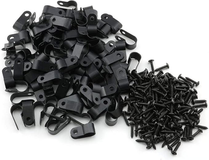 100pcs 1/2 inch (13.2mm) R-Type Cable Clamp Nylon Wire Hose Tube Fastener Fixed
