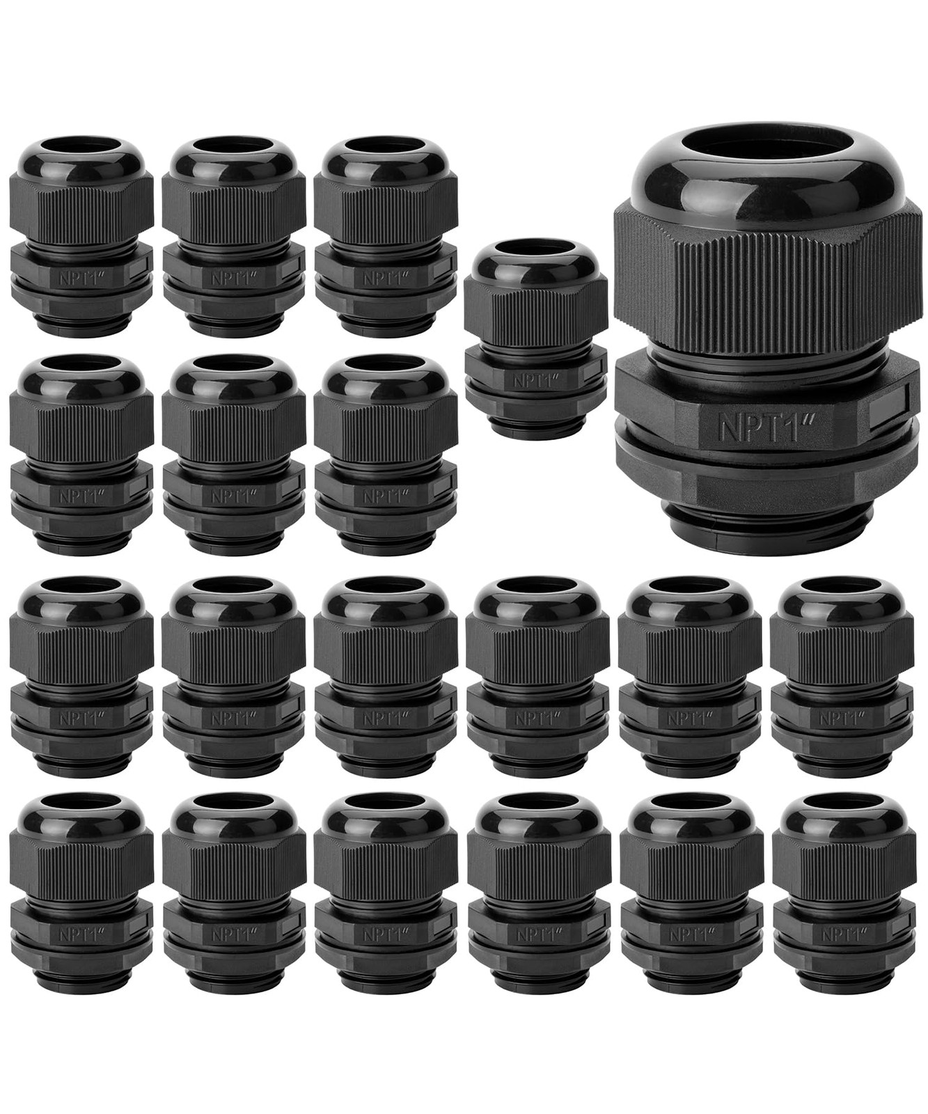 Bates- Cable Gland 20 Pack 1" NPT Nylon Strain Relief Cord Connector Cord Gri...
