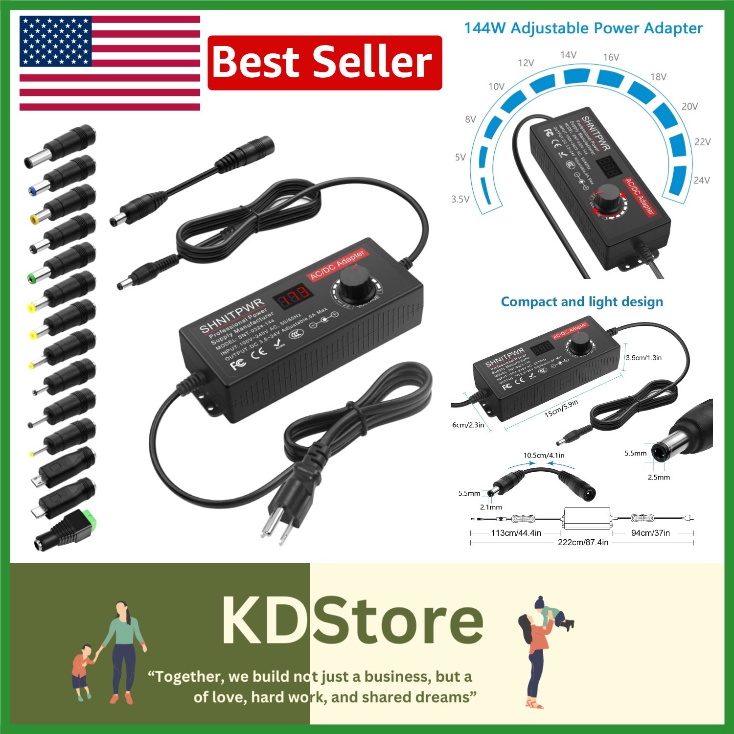 High-Performance AC/DC Adapter with Short Circuit & Over Temperature Protection
