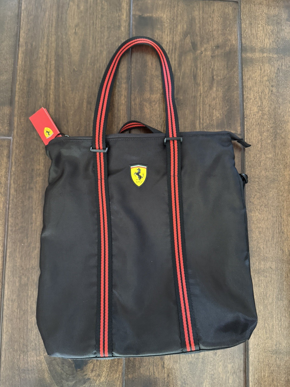 NWT Scuderia Ferrari Black Logo Techno Icon Laptop Shoulder Bag Tote & Backpack