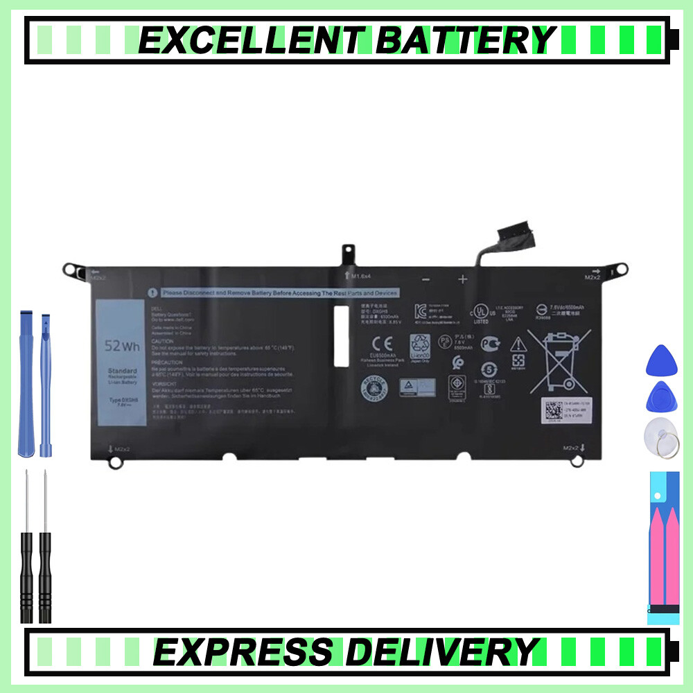 DXGH8 Battery for XPS 13 9370 9380 7390 9305 Latitude 3301 7.6V 52Wh