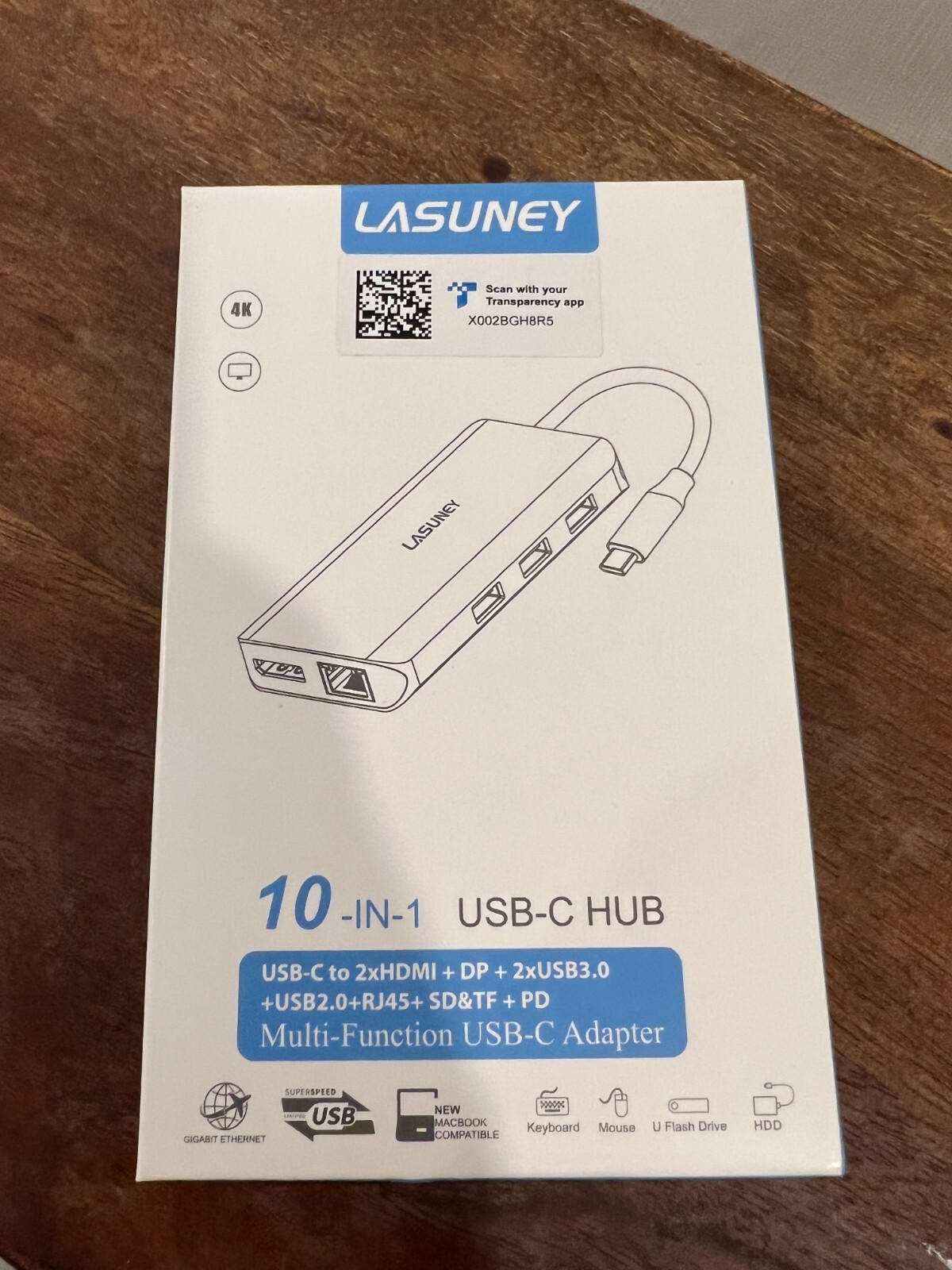 Lasuney 10 in 1 USB C Hub with 2 HDMI & DP Multi-function USC C Adapter