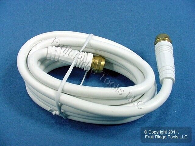 Leviton White 6\' Coaxial Video Cable GOLD PLUG Ends F-Type C5851-6GW