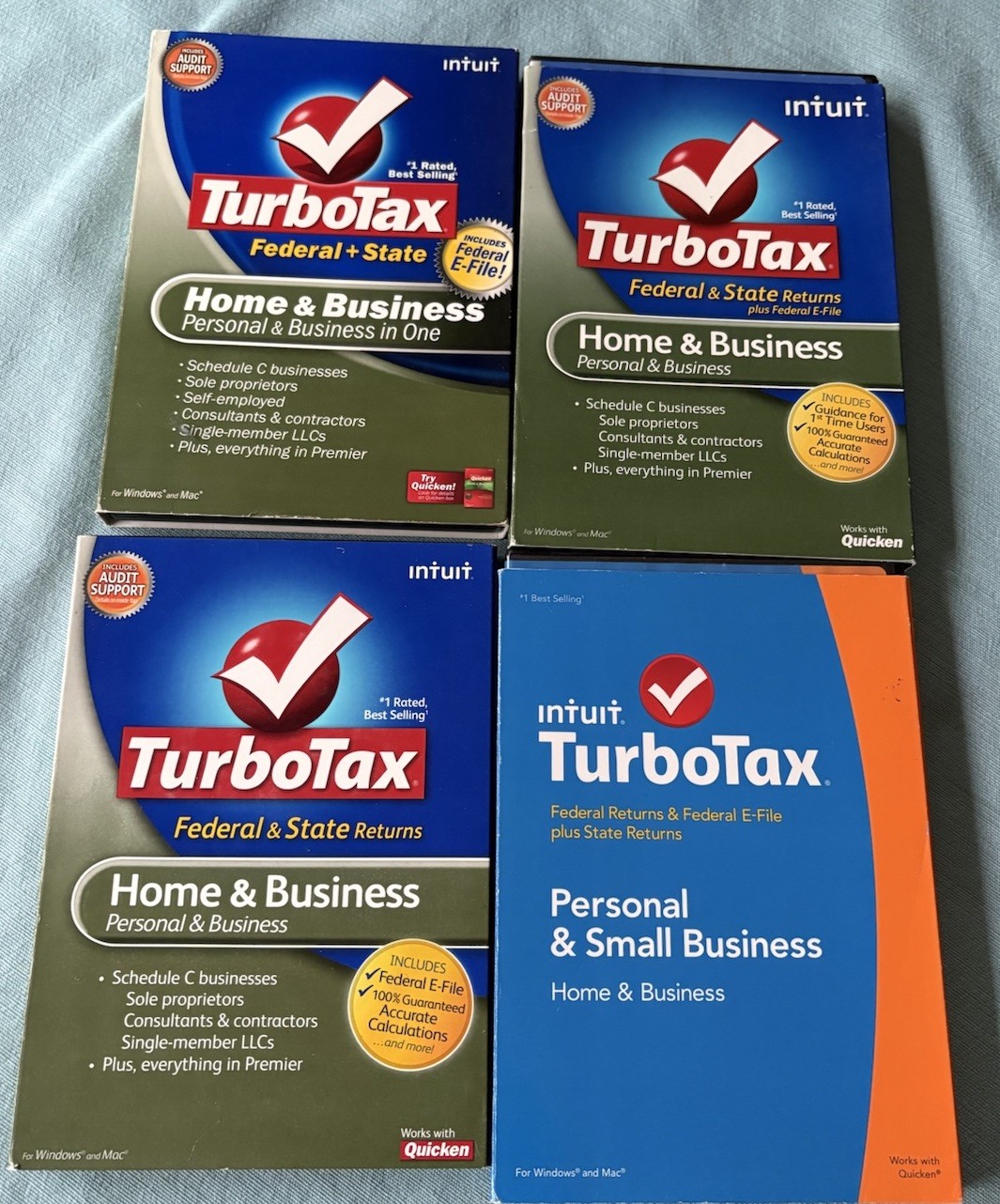 Intuit TurboTax Home & Business Federal State Windows & MAC 2014 2008 2012 2009