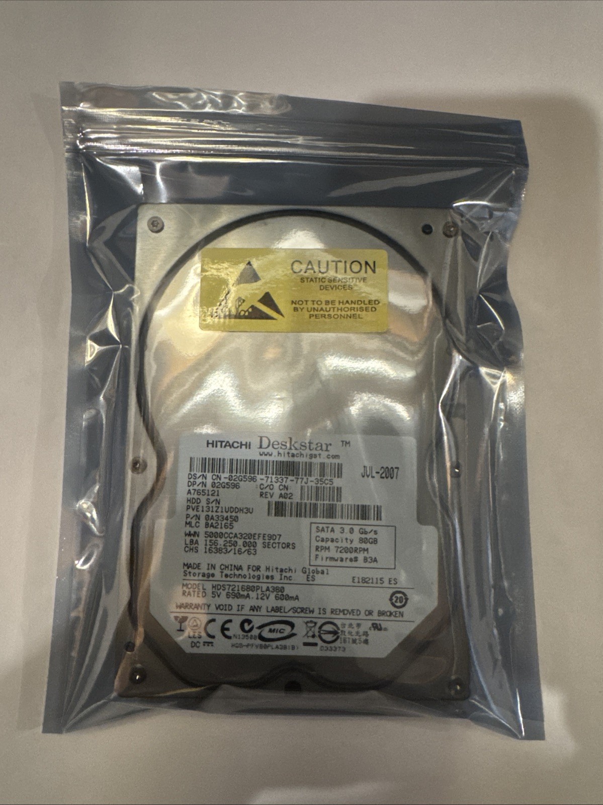 Hitachi Deskstar HDS721680PLA380 80GB External 7200RPM HDD