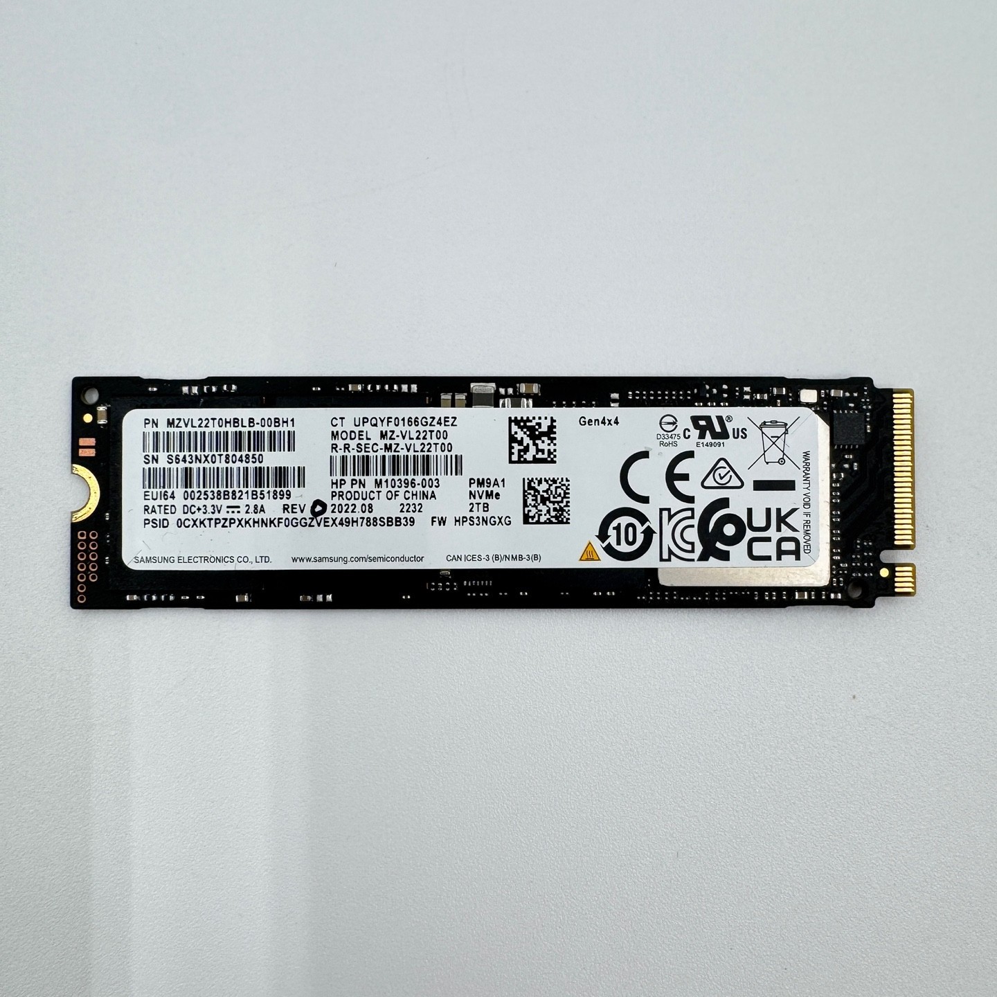 Samsung PM9A1 2TB NVMe Gen4x4 M.2 2280 SSD 99% Health 1662H [PT1197]