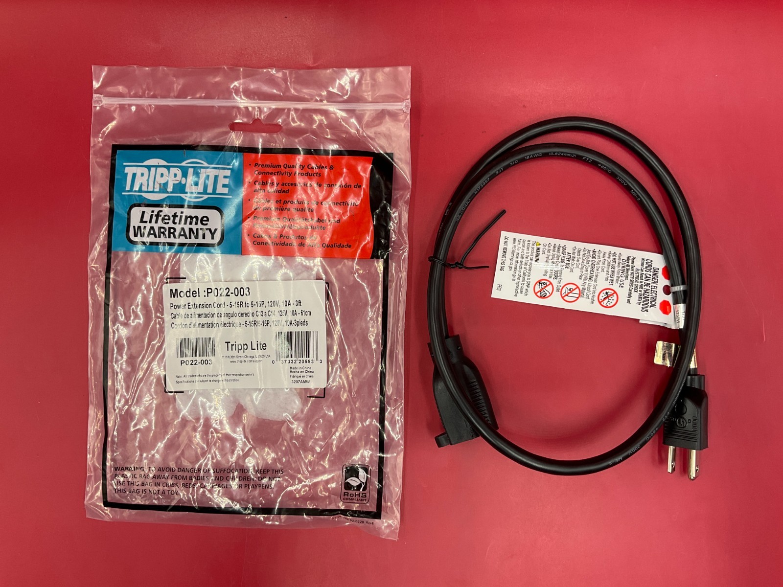 Tripp Lite Power Cord Extension Cable 3 feet P022-003 💚❤️💚❤️ BRAND NEW