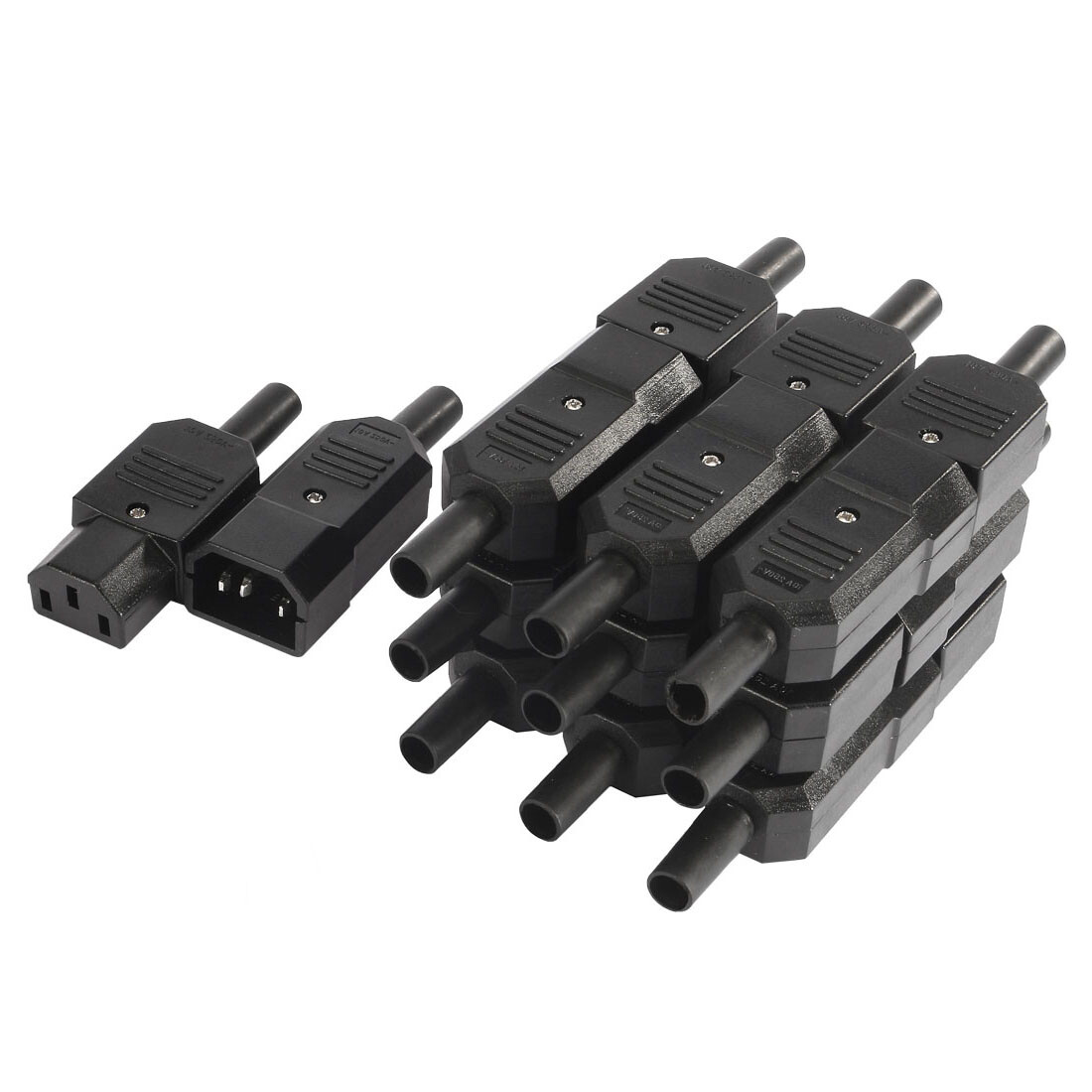 10Pair 10A 3Terminals Panel Mount IEC320 C14 Power Socket C13 Plug Adapter