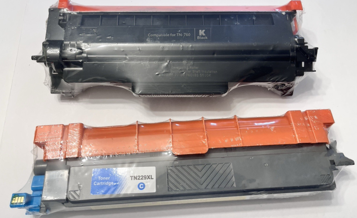 2 Brother Generic Toner Cartidges TN-760 Black and TN229XL Cyan New Sealed