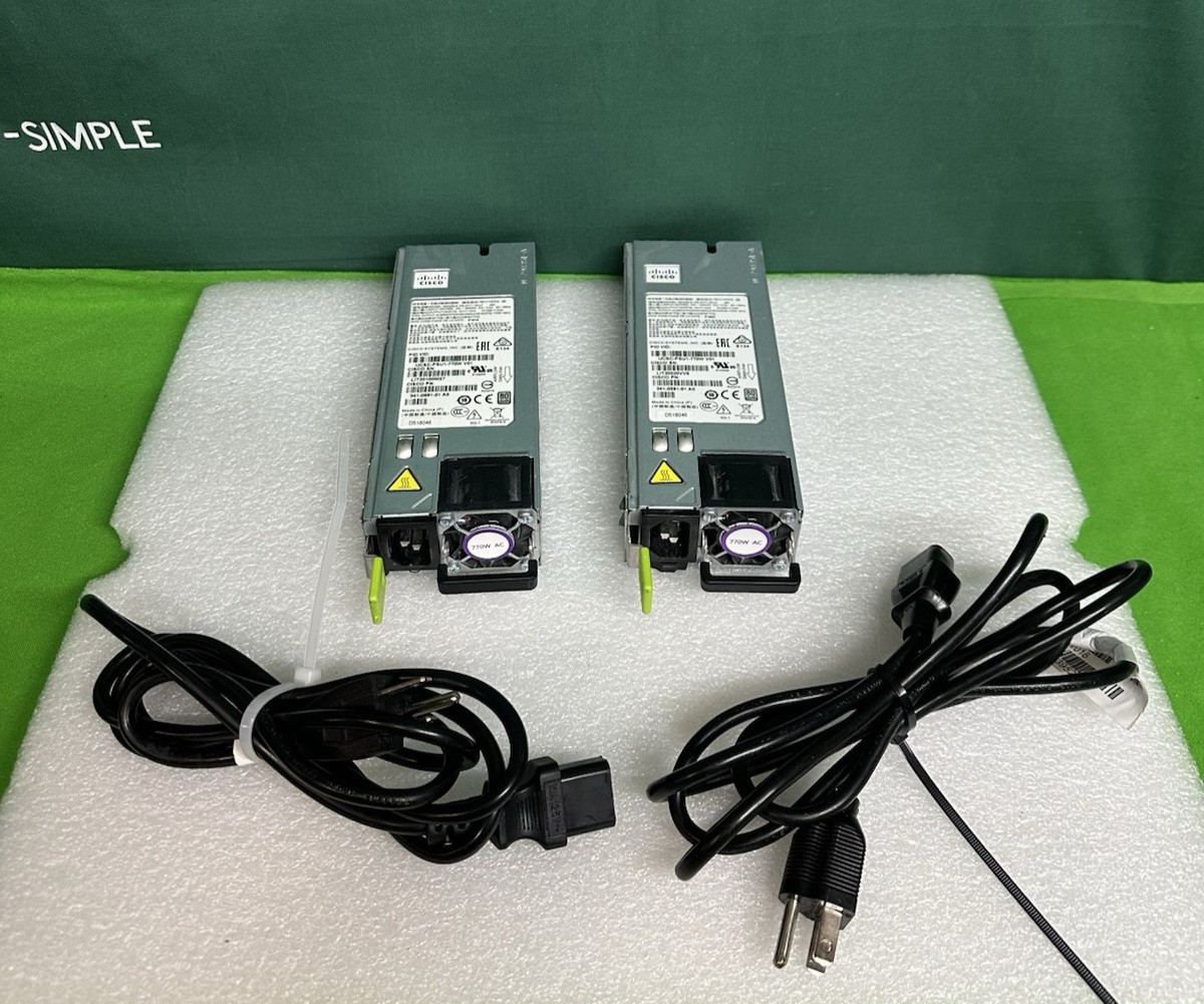 Lot of 2 Cisco UCSC-PSU1-770W V01 770W AC Server Power Supplies w/ Cords