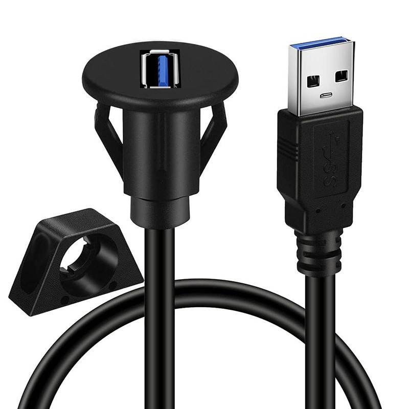 1M Car Dashboard Flush Mount USB 3.0 Male to Female Socket Panel Extension Cable