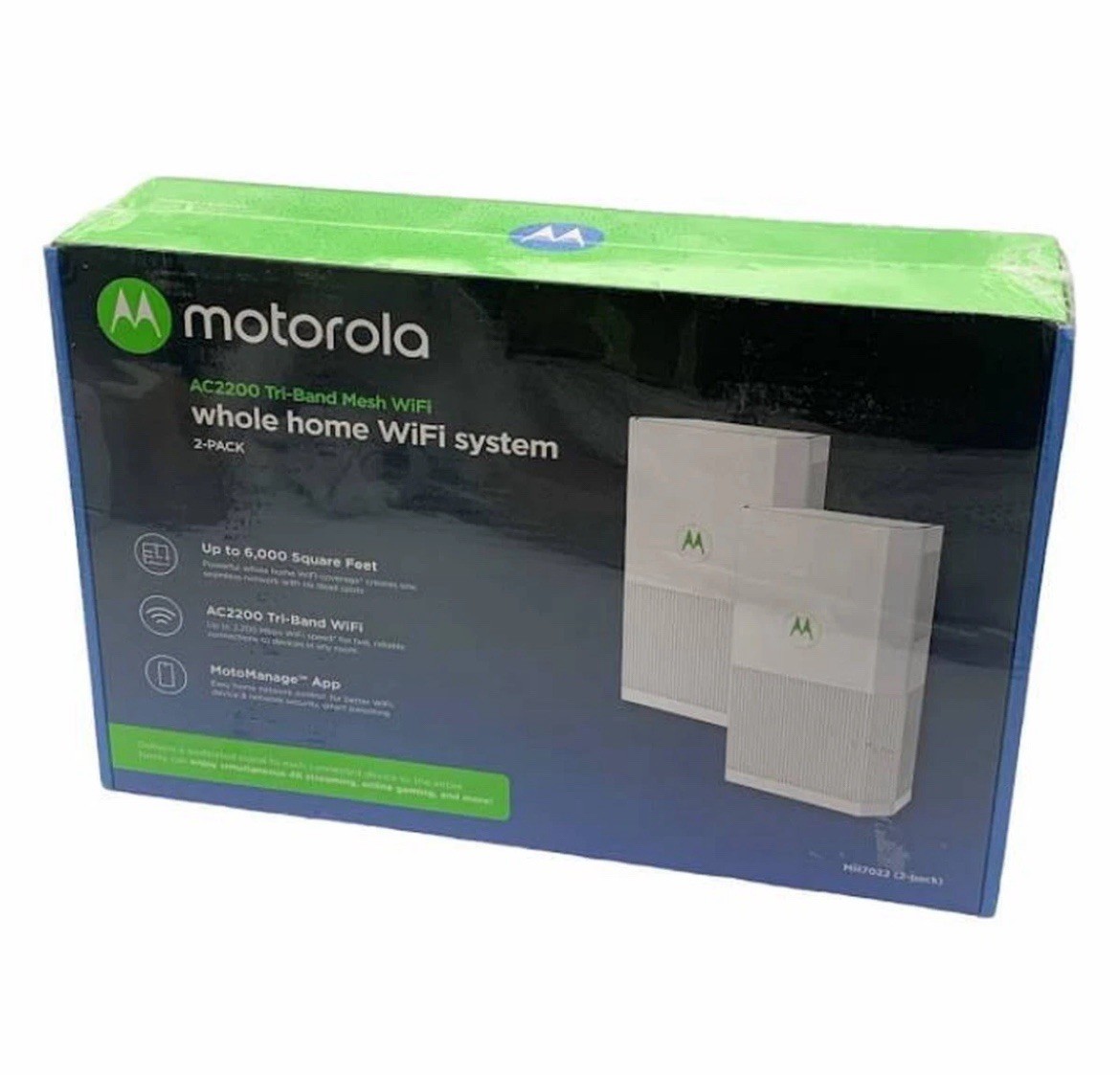 Motorola MH7022 2-Pack AC2200 Tri-Band Mesh Whole Home WiFi System Brand New