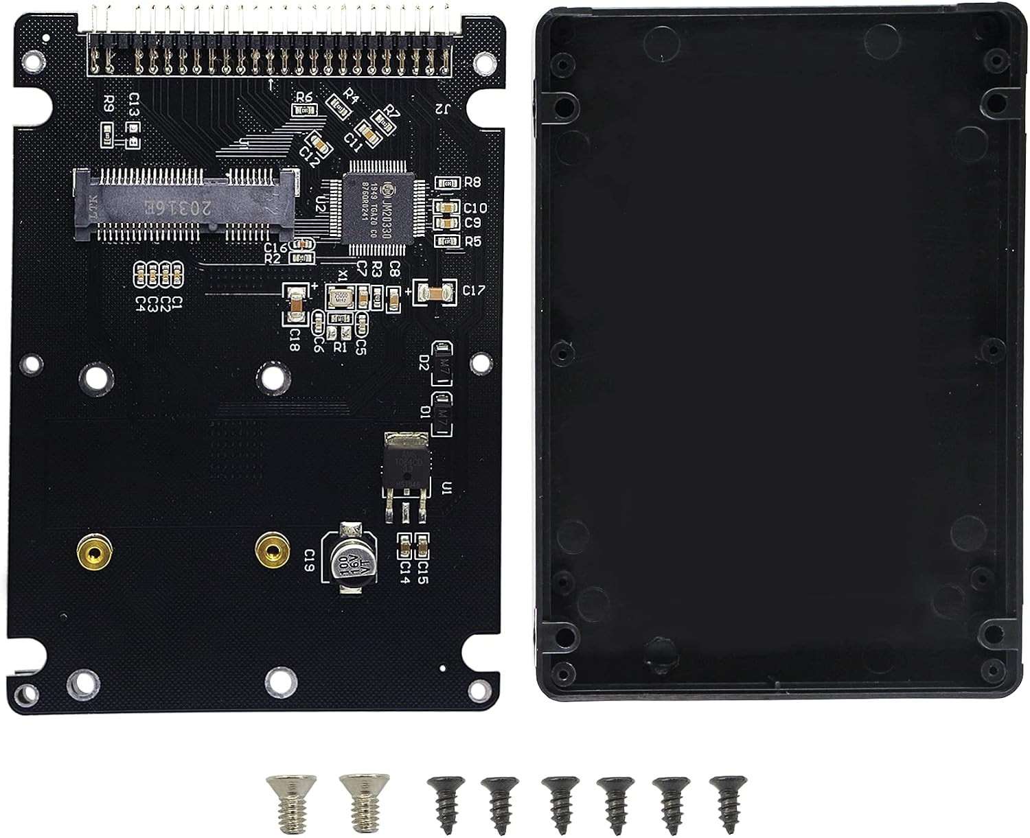 MSATA Mini PCI-E SSD to 2.5 Inch IDE 44Pin Enclosure Adapter, Black