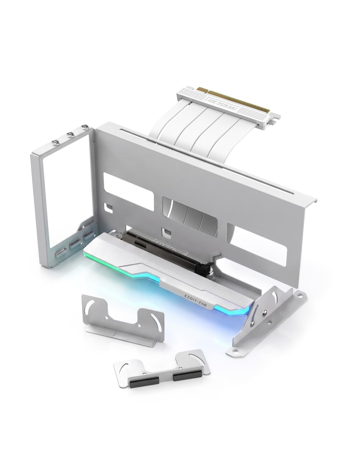 EZDIY-FAB AH18 GPU Vertical Mount Bracket PCIe 5.0 x16 200mm Riser Cable White