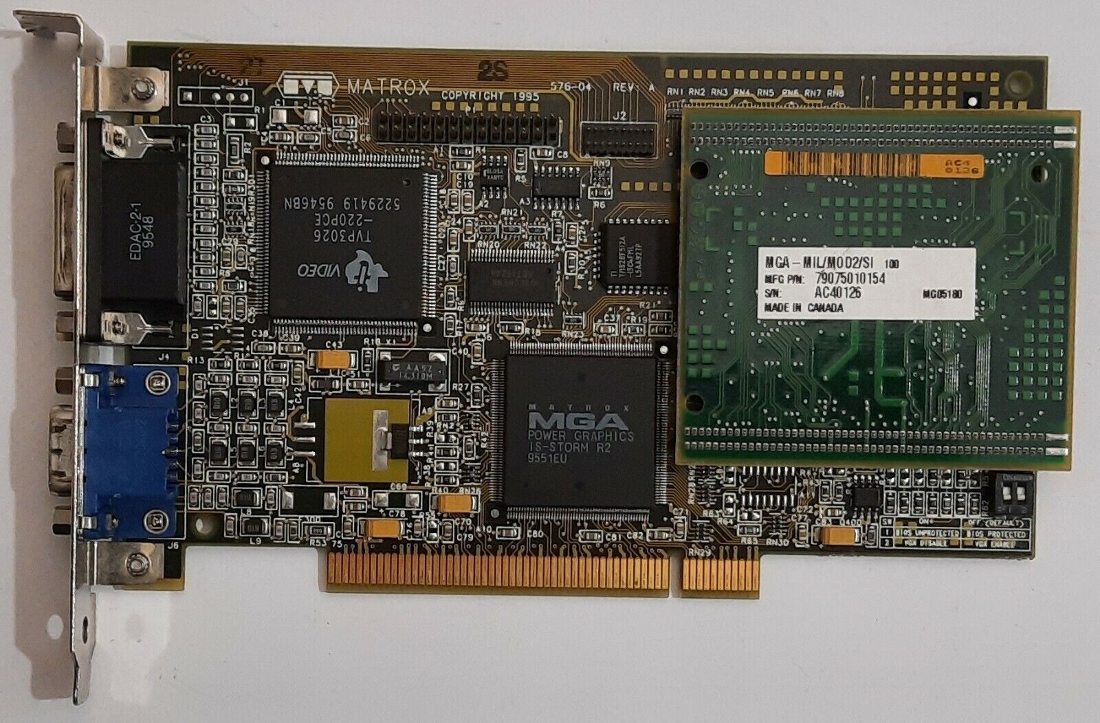 Matrox Millennium PCI Graphics Card (MIL/2/SI + MGA-MIL/MOD2, 4MB, Retro, 1996)