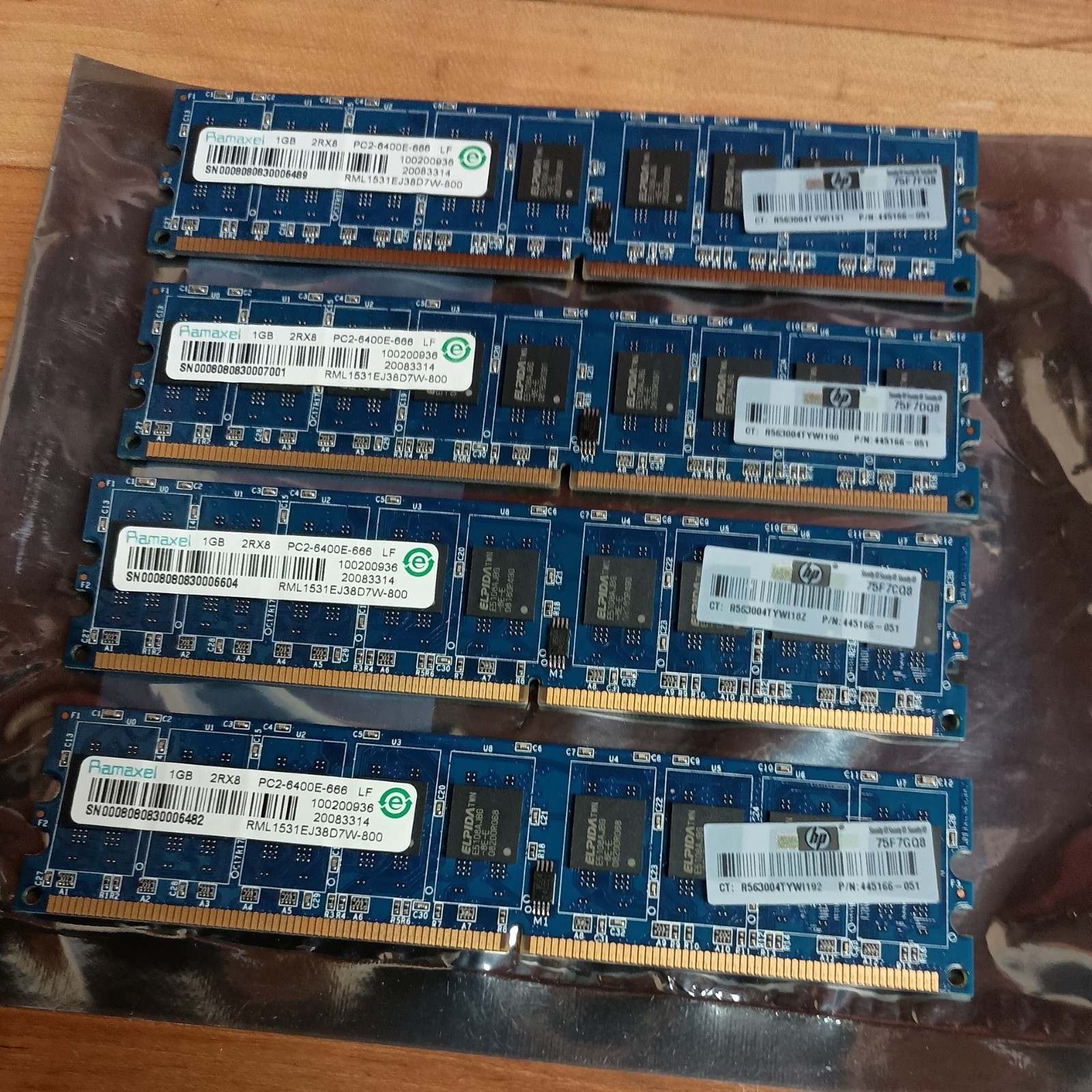 4GB (4x1GB) DDR2 800 PC2 6400 - 240-Pin Non-ECC Unbuffer - HP- Ramaxel