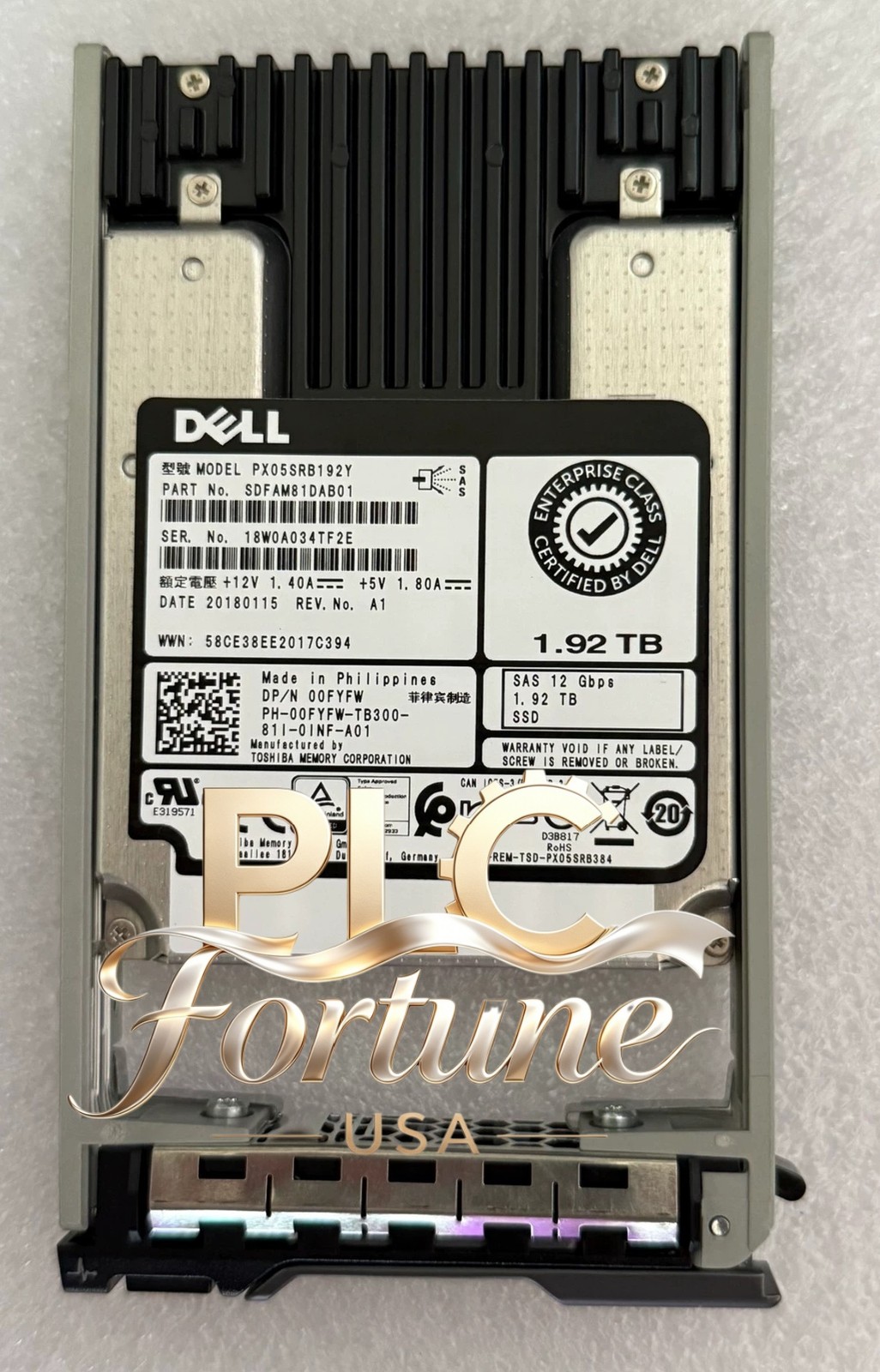 New Dell 00FYFW 0FYFW PX05SRB192Y 1.92TB 12Gbps SAS RI MLC 2.5'' SSD W/Tray