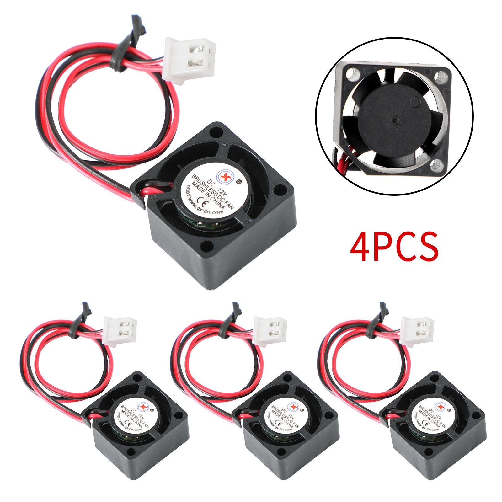4x Brushless DC Cooling Blower Fan 12V 0.05A 2010 20x20x10mm Sleeve 2 Pin Wire