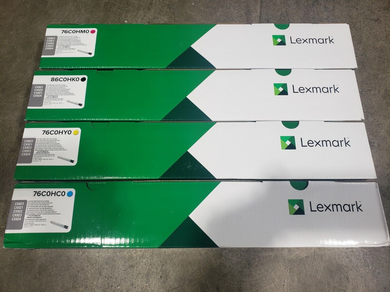 Lexmark 86C0HK0 76C0HC0 76C0HM0 76C0HY0 Set of 4 Toner CMYK HIGH YIELD OEM NEW