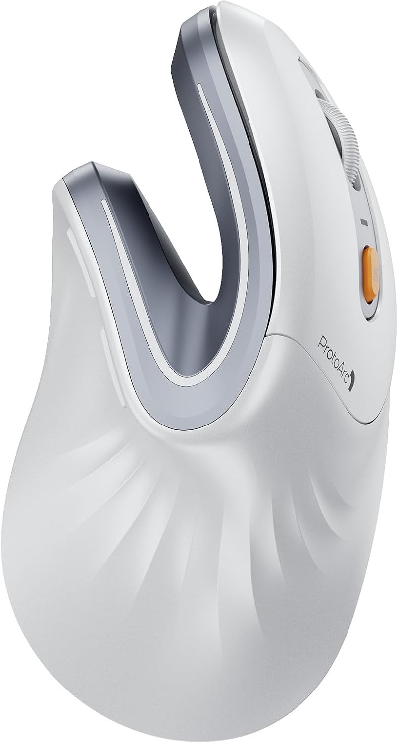 ProtoArc White Ergonomic Vertical Rechargeable Wireless Mouse EM11 NL