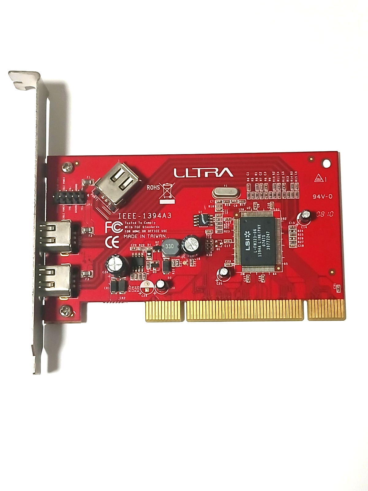 Ultra IEEE 1394 FireWire 3-Port PCI Adapter, 2 External/1 Internal Ports,  6-Pin