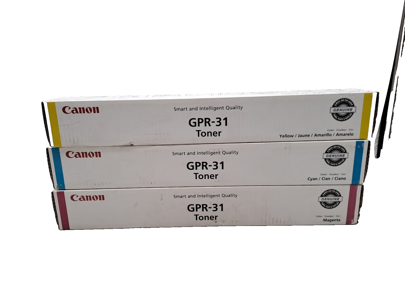 Lot of 3 Canon GPR-31 Toner cartridge Yellow Magenta Cyan